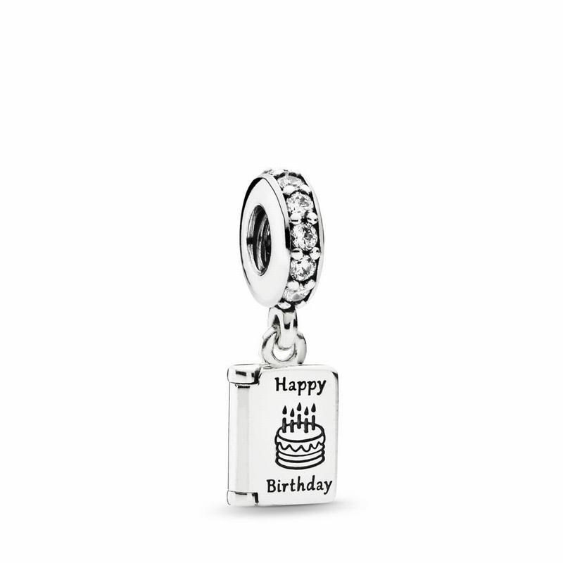 Pandora Birthday Wishes Dangle Charm Ireland - Sterling Silver/Cubic Zirconia - 914567AMB